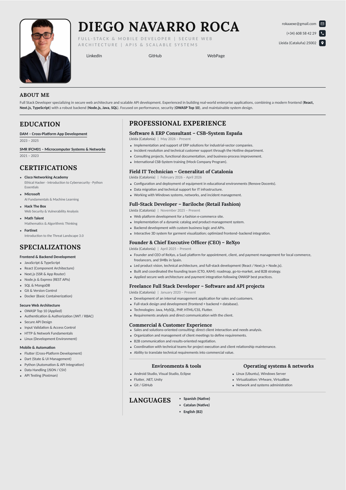 Diego Navarro Roca résumé in English